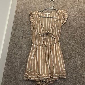BCBG tan and white romper size xs